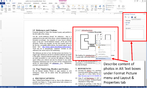 Describe the content of images using alt text boxes