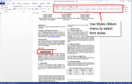 Use Word's Styles Ribbon to select font styles